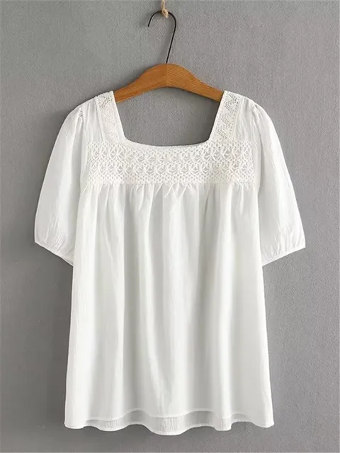 Plus Size Square Neck Floral Shirt