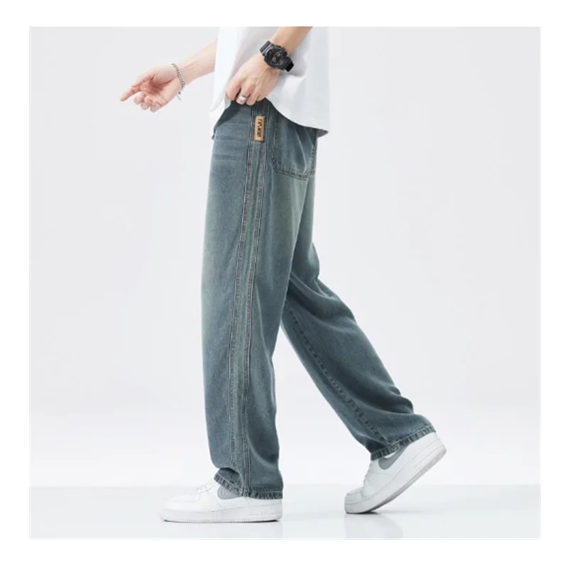Tian Si Jeans Men's Summer American Retro Loose Plus Size Straight Tube High Street Fashion Versatile Casual Pants 28-40 L0010