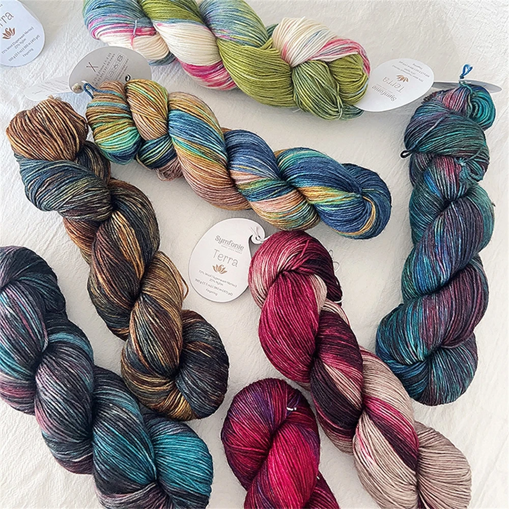 1piece 100g Symfonie Terra Extrafine Merino Blend Kniting Crochet Hand-dyed Yarn, Comfort & Breathable for Socks, Shawl, Scarf 6