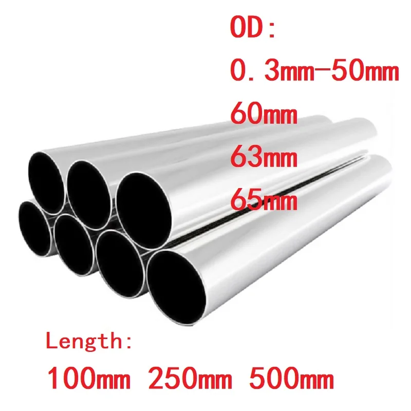 1PC 304 Stainless Steel Tube Pipe Large Metal Pipes OD 65mm Length 100mm 250mm 500mm