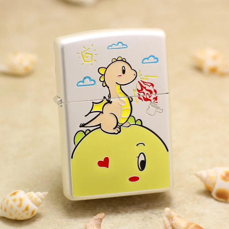 

Оригинальная зажигалка Zippo, медная ветрозащитная зажигалка с мультяшным рисунком, керосиновая зажигалка, подарок с кодом против подделки