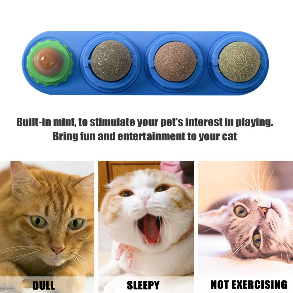 Le jouet de boule adhésive de mur de chat d'herbe à chat naturelle traite  l'her