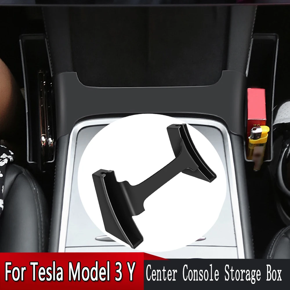 1PC ABS Center Both Sides Console Organizer Tray for Tesla Model 3/Model Y Black Armrest Side Storage Box new for tesla model 3 y 2021 car central armrest storage box organizer center console flocking abs organizer containers holder