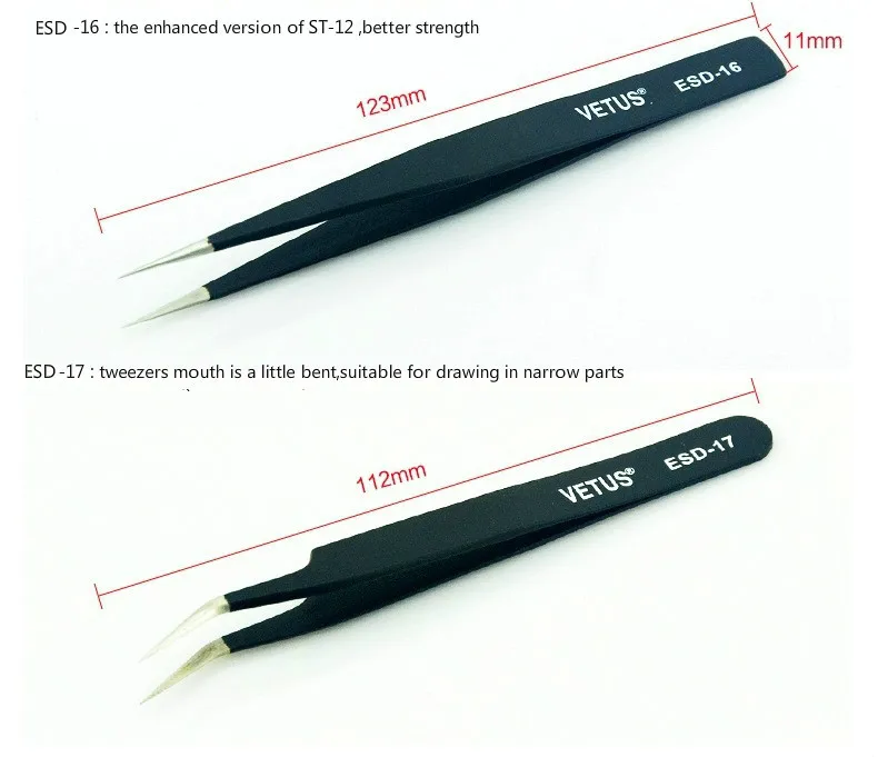 Vetus ESD Anti-Static Stainless Steel Volume Tweezers For Eyelash Extension Tweezers Eyelash Nipper Crafts Makeup Tools 2