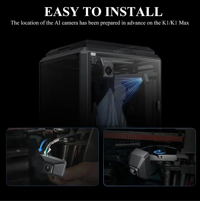CREALITY AI 카메라 HD 품질 시간 경과 촬영, K1_K1 MAX 3D 프린터 액세서리용 쉬운 설치, K1C/K1/K1 MAX AI 감지