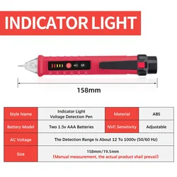 Enhanced Voltage Detection Pen with LCD Display for Non - contact AC Voltage Detection (90 - 1000V) (12 - 1000V Light)