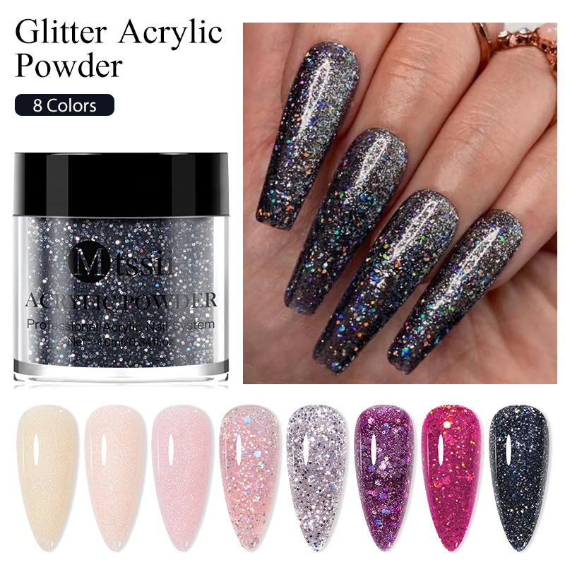 Glitter Acrylic Powder 10g Professional Polymer for French Nail Extension No Need Lamp Cure nail powder acrylic nail powder