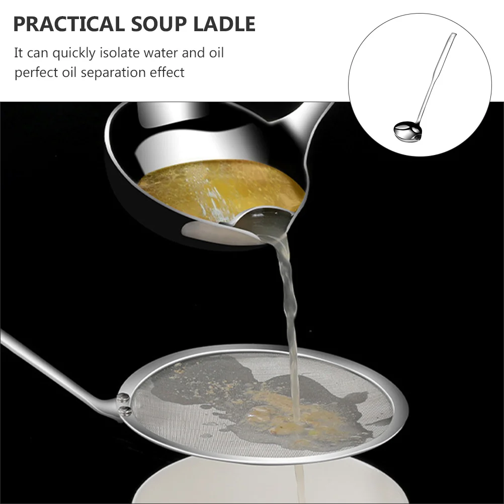 Stainless Steel Oil Filter Spoon Grease Hot Pot Ladle Soup Scoop Practical Colander