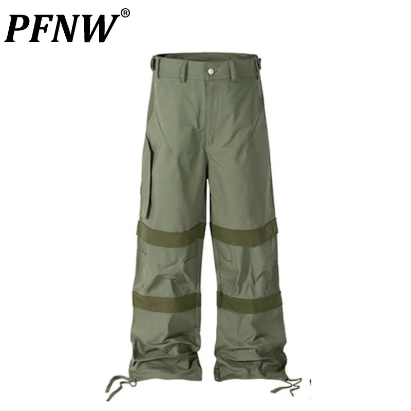 

PFNW Men's Multi Pocket 3-Piece Workwear Cargo Pants Safari Style Drawstring Punk Tide Overalls High Street New Women's 12Z6590