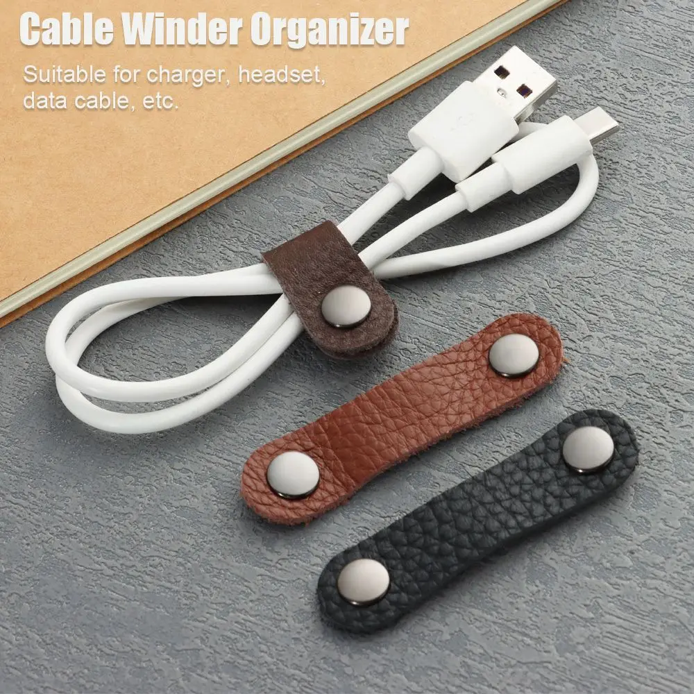 Leather Cable Strap Cable Tie Wrap Cord Management Holder Earphone ...