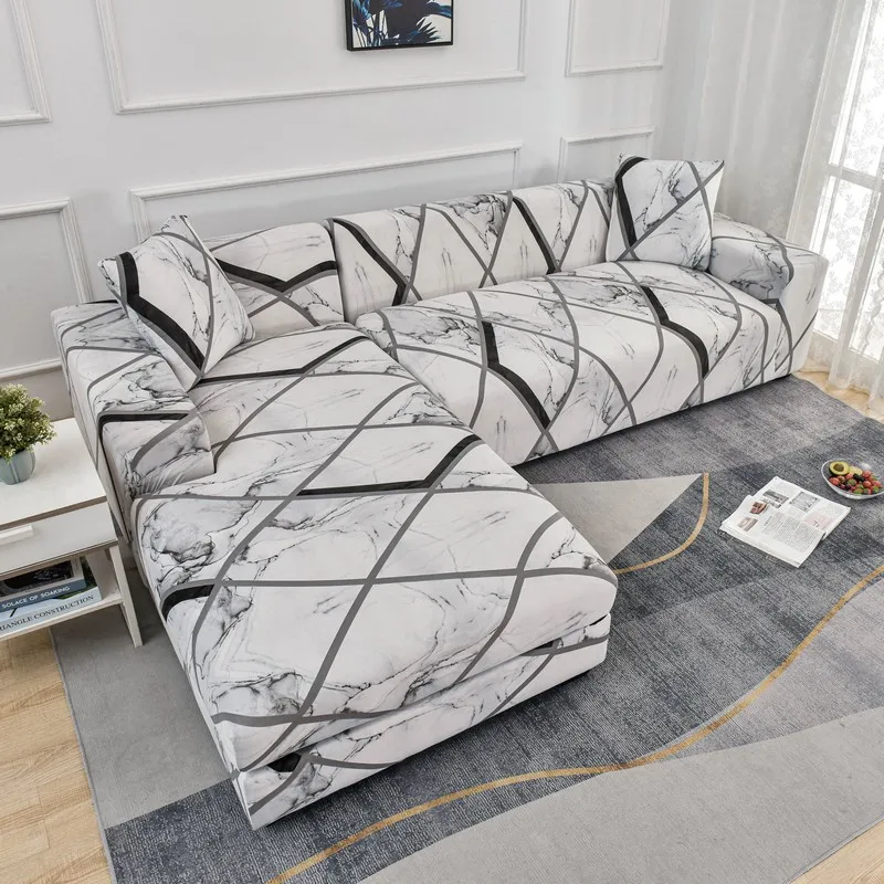 Geometric Sofa Covers for Living Room Elastic Corner Couch Cover L Shaped Chaise Longue Slipcovers Chair Protector 1/2/3/4 Seat 6