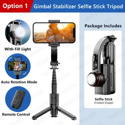 Enhanced Gimbal Stabilizer Selfie Stick Tripod with Fill Light and Bluetooth Connectivity (L18s)