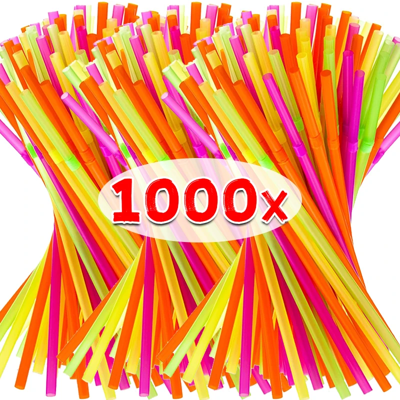 Multicolor Drinking Straws Plastic Disposable Bendable Drink Straw for Milk Cola Tea Cocktail Party Wedding Supplis Wholesale