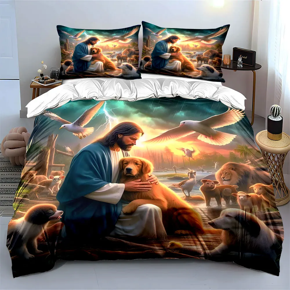 "Compassion for Animals in Nature" Exquisite three-piece bedding set gift for kids and adults 5