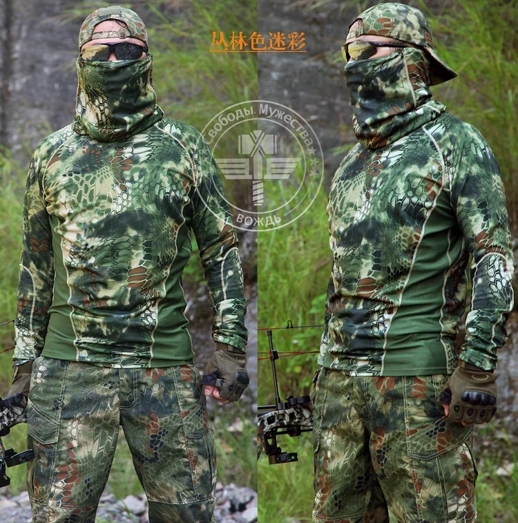 Tactical Crew Neck Long Sleeve Mesh TRU Hunting Outdoor Sports T Shirt Kryptek Camo Highlander Hiking