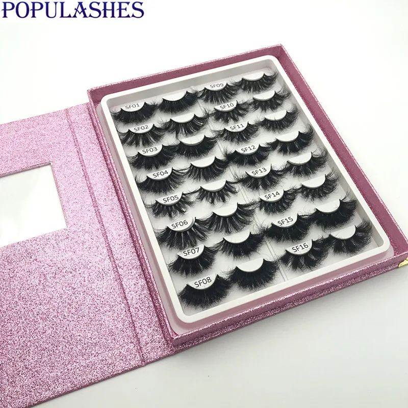

5 Boxes 16 Pairs 25mmLash Book Wholesale 100% Real Mink False Eyelashes Cruelty Free Dramatic Soft Fake Eye Lash Extensions