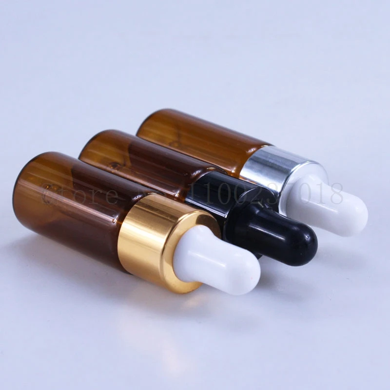 5 10 15 20mL Amber Brown Glass Dropper Bottle Jars Vials With Pipette For Cosmetic Perfume Essential Oil Bottles