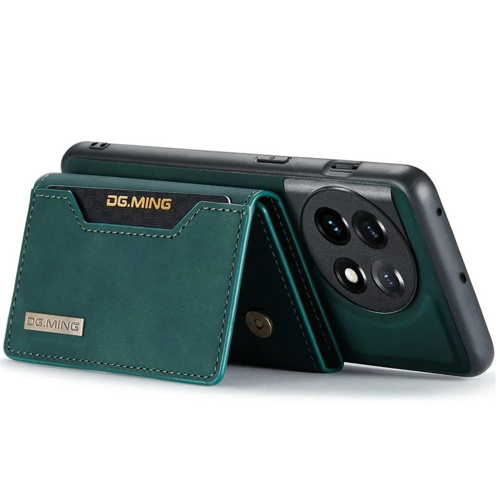 DG.Ming Retro Leather Magnetic Wallet Case with Detachable Trifold Holder