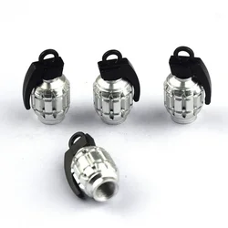 4pcs Aluminum Grenade Tire Valve Caps - Air Dust Covers (Silvery)