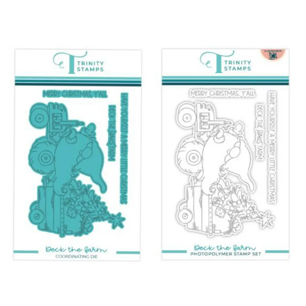 

Diy Scrapbook Decoration Embossed Template New Christmas Arrival Metal Cutting Dies Made Album Card Deck the Farm Silicone Stamp