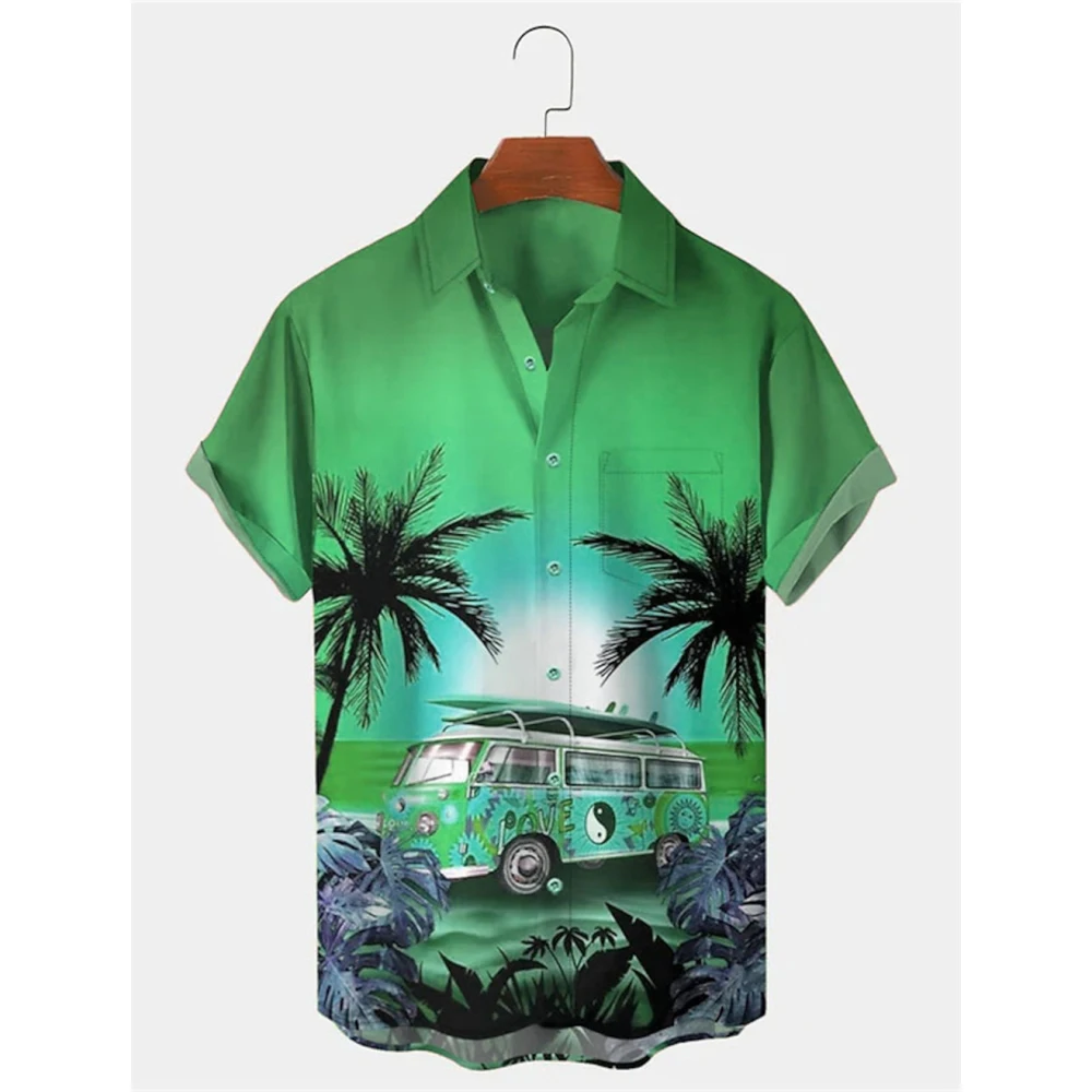 Palm Tree Graphic Prints Men's Shirt Summer Hawaiian Shirt Turndown Outdoor Street Short Sleeves Button-Down Print Clothing