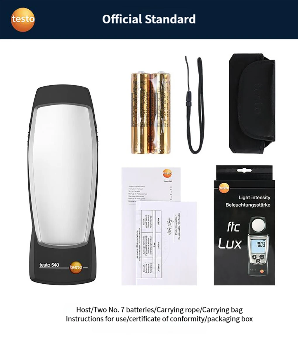 Testo 540 Digital Pro Light Tester High Precision Illuminance Meter 0 to 99999Lu