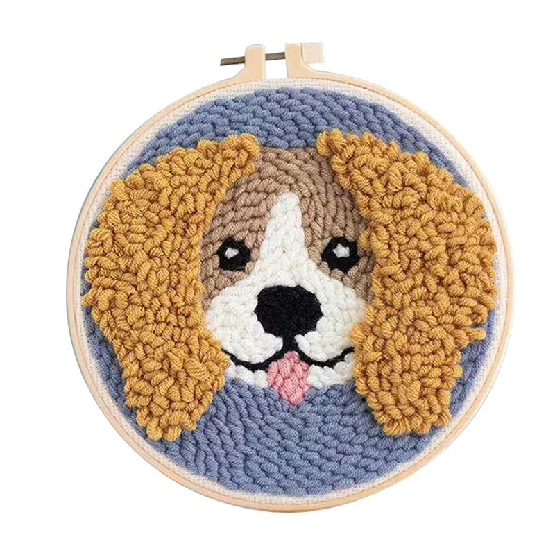 Teddy Spotty Shiba Inu Bulldog Dog Pet Poke Punch Needle Ricamo Tessuto Filato Di Lana Tappeto Punch Kit Per Le Donne Bambini Principiante