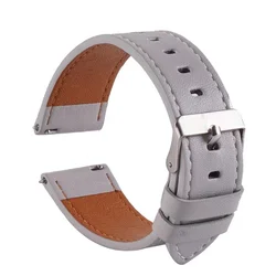 Premium Leather Replacement Strap for Smartwatch - 22mm Sport Band for Men (Grey si)