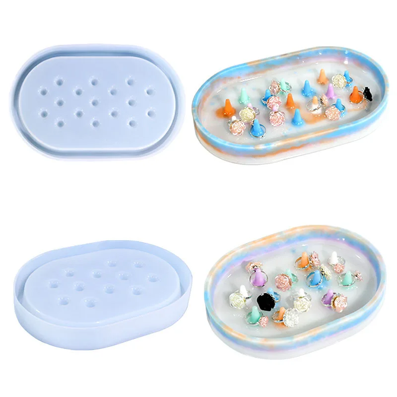 

DIY Oval Shape Ring Tray Silicone Mold Creative Jewelry Candy Storage Pallet Epoxy Resin Molds Home Art Decoration Casting Tools