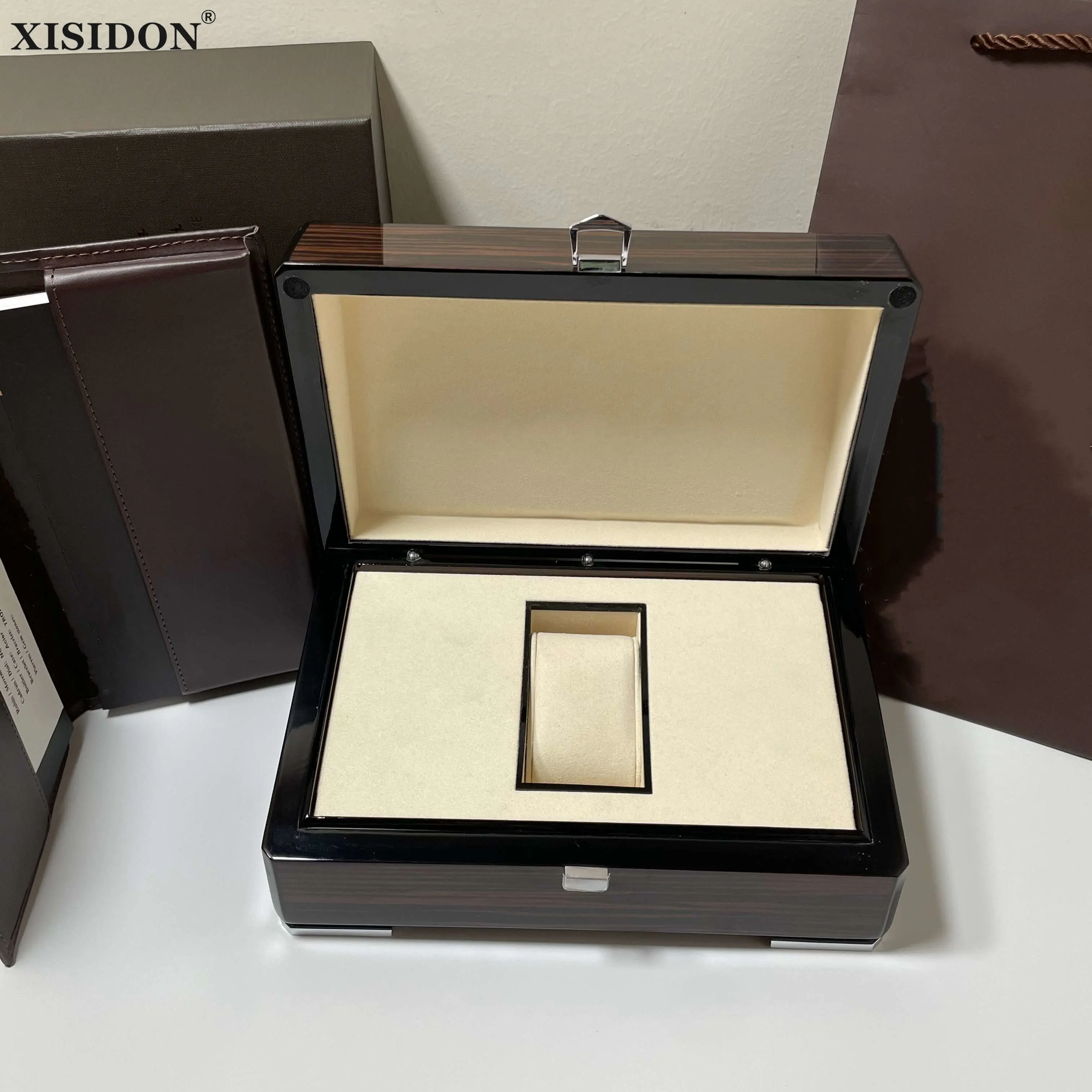 

Factory Outlet Brown With Original Pp Wooden Watch Box Luxury Brand With Birth Paper Can Customization AAA Watches Gift Case