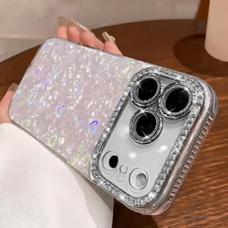 Rhinestone Glitter Shell Pattern Laser Love Heart Phone Case - Shockproof Cover with Enhanced Protection and Style - iPhone 15 Plus (Glitter Pink)