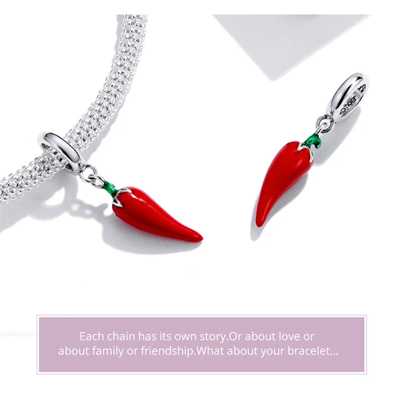 Hot Pepper Charm For Snake Chain Bracelets - Dangle Bead Spacer, Fits Pandora, Chamilia, Biagi, 4.5mm Hole - View #10