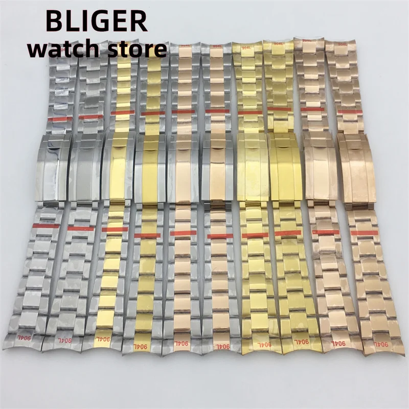 BLIGER Watch Accessories 20mm Solid Stainless Steel OYSTER Strap Sliding Lock for  Subamriner Daytona GMT 36/39/40mm case