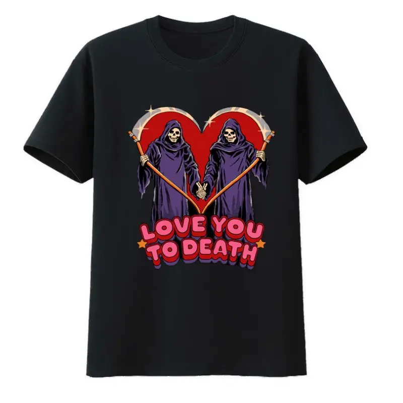 

Love You To Death Cotton T-shirts Novelty Top Y2k Tops Casual Men's T-shirt Leisure Miles Morales Tshirt The Weeknd Print Loose