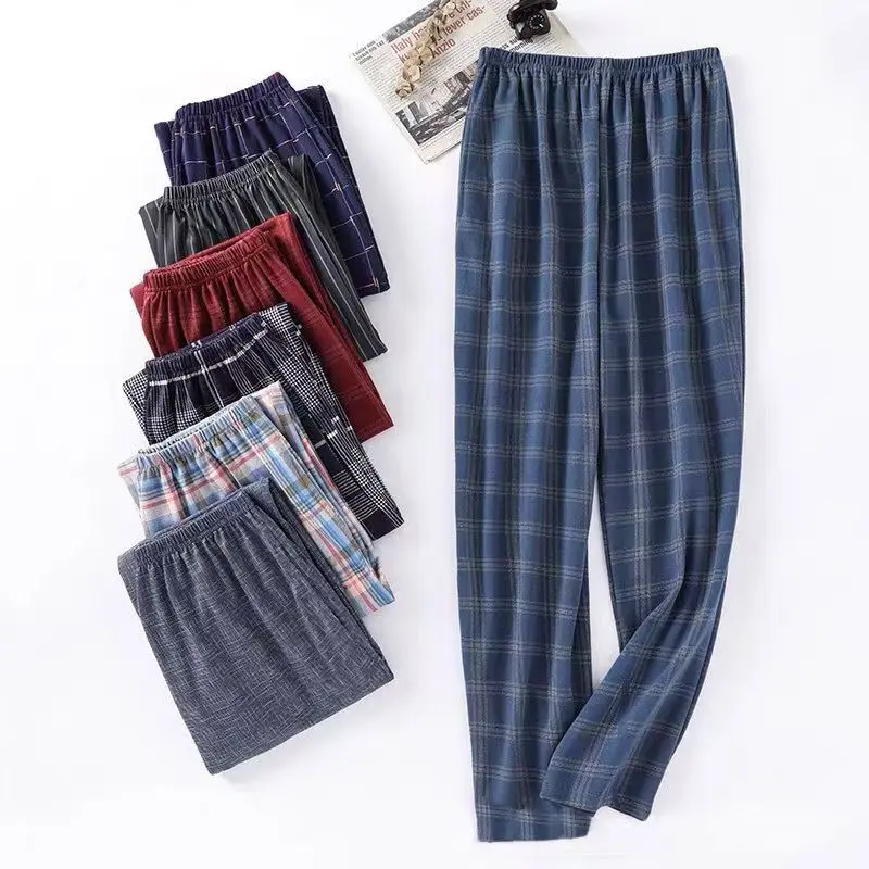 Men's Stylish Summer Pajama Pants, Thin Home Pants, Loose Breathable Air-Conditioned Pants with Elastic Waist