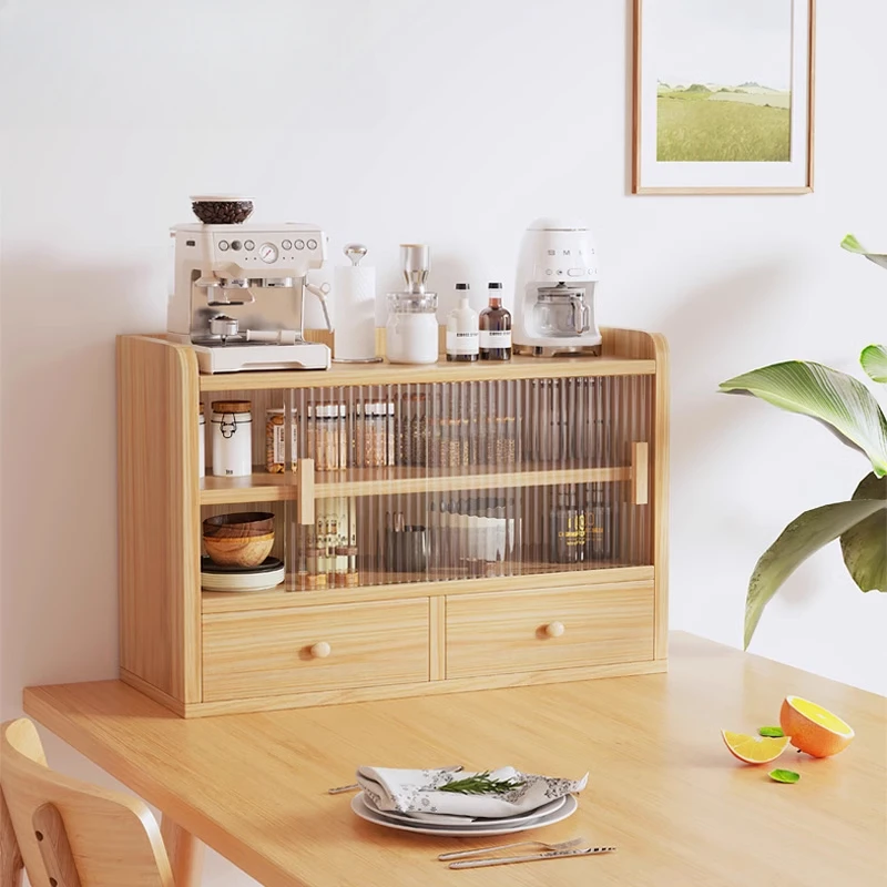 Japanese Solid Wood Sideboard Cabinet Modern Living Room Storage Tea Cup Display Cabinet Kitchen Furniture Armario Cozinha FYSC