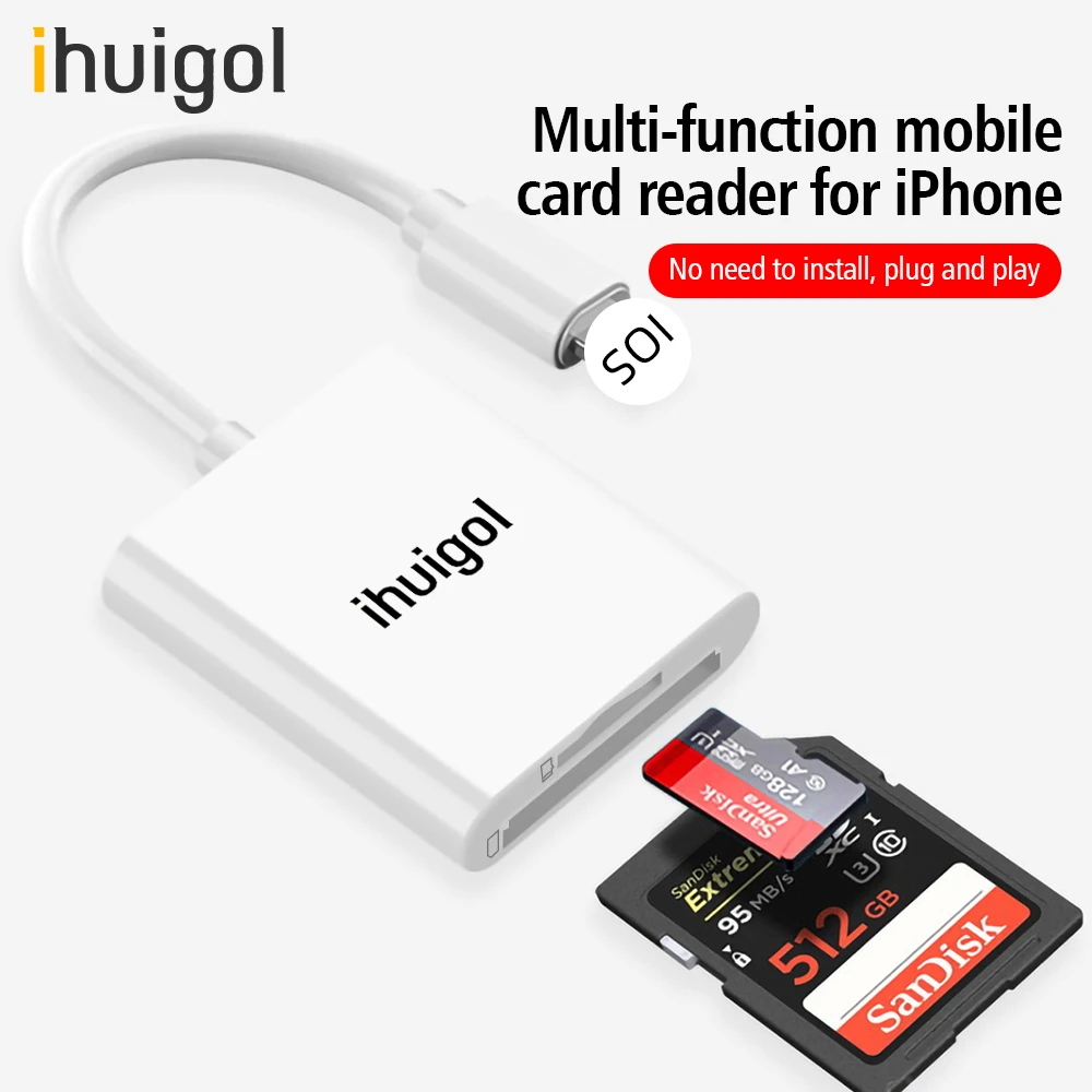 phone jack to usb converter ihuigol iOS 13 OTG Adapter Lighting to Micro SD Camera Card Reader TF Memory Card U Disk USB 3.0 Data Converter For iPhone 11 12 cell phone plug adapter