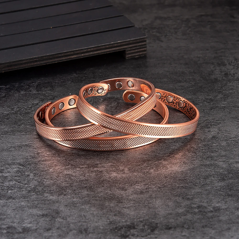 Vinterly Pure Copper Magnetic Bracelets Adjustable 8mm Wide