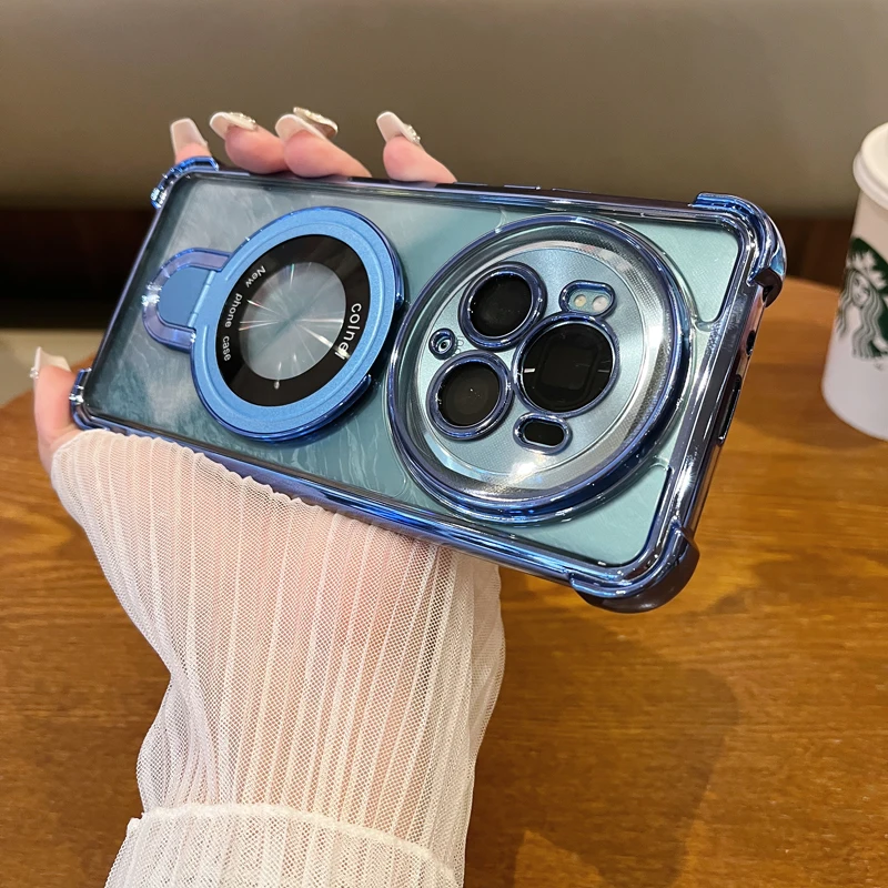 Luxury Ring Holder Shockproof Silicone Case with Camera Lens Protection Films