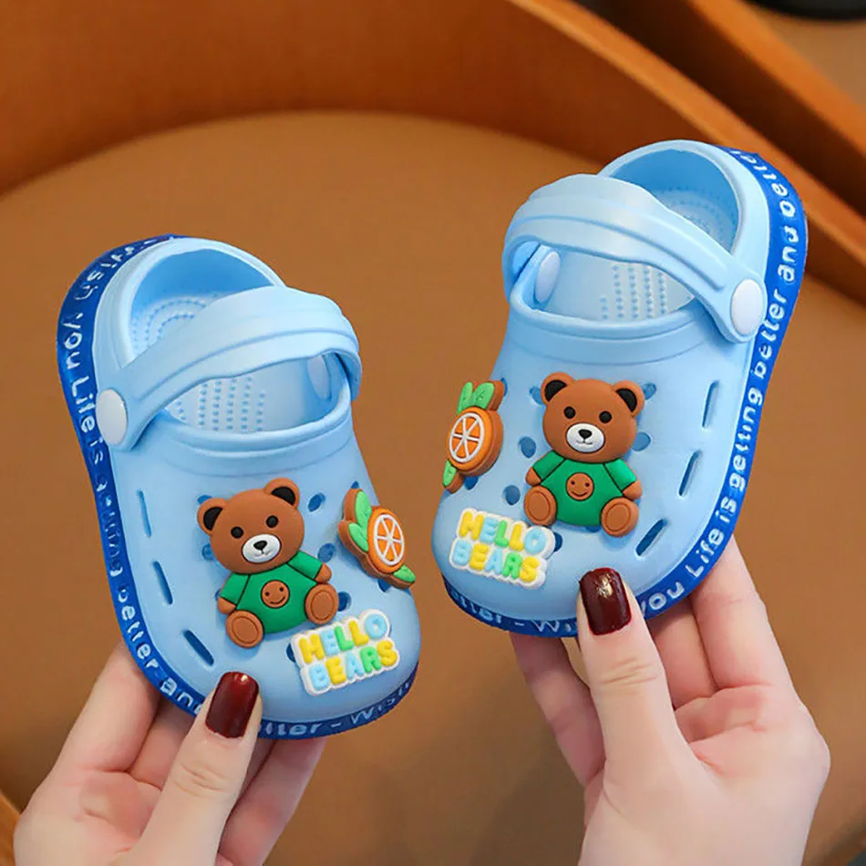 Children Summer Beach Clogs with Cartoon Holes Baby Casual Shoes Soft Soled Anti Slip Breathable Indoor Slippers for Active Kids 3