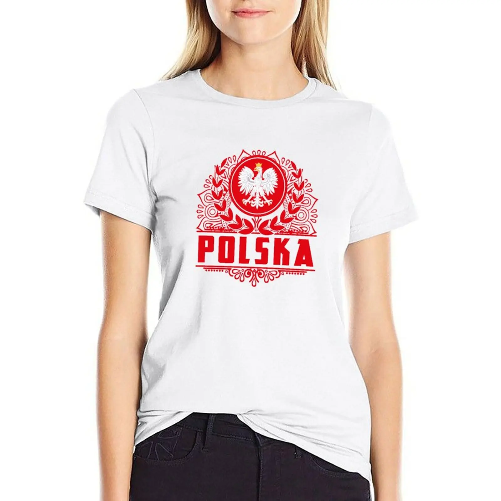 

Polska Poland Mandala T-shirt plus size tops oversized anime clothes western t-shirt dress for Women