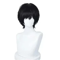 Yoshida Hirofumi Anime Chainsaw Cosplay Perruque, Cheveux Synthétiques, Noir, Court, Degré de Chaleur, ixHomme 5