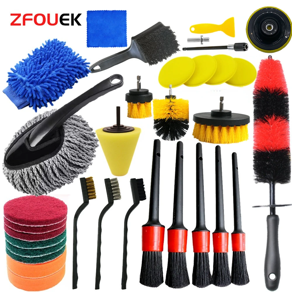 Auto Cleaning Kit With Detailing Brushes For Car Wash Interior Exterior