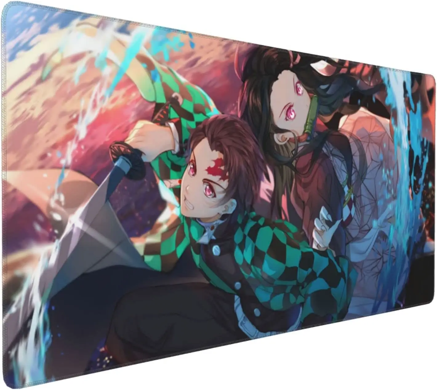 

Коврик для мыши Tanjirou с аниме-рассекателем демонов, 15,7x35,4 дюйма, японский аниме, Нескользящий Резиновый базовый Коврик для мыши, Настольный коврик для геймеров, офиса, дома