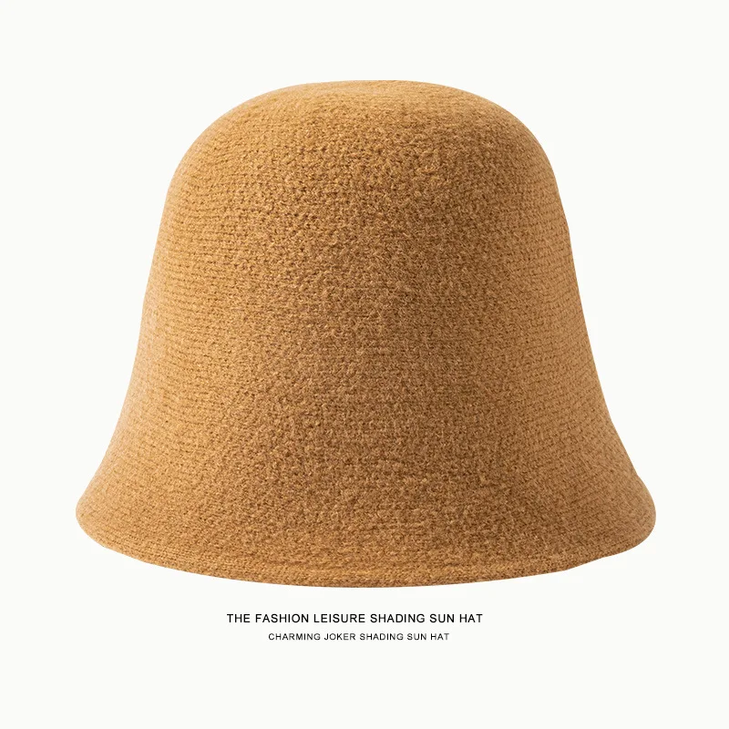 

2021 Winter Campaniform Bucket Hat Women Outdoor Warm Wool Fisherman Cap Fashion Girls Pink Hat Fall Adult Bob Panama Hats