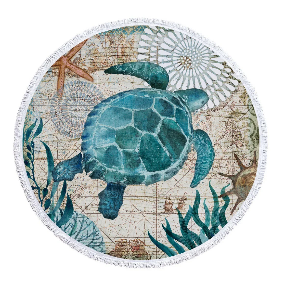 Sea Turtle Round Beach Towels Octopus Summer Thick Bath Towel Microfiber Fabric 150cm Size Swimming Travel Sport Adult Kids 3