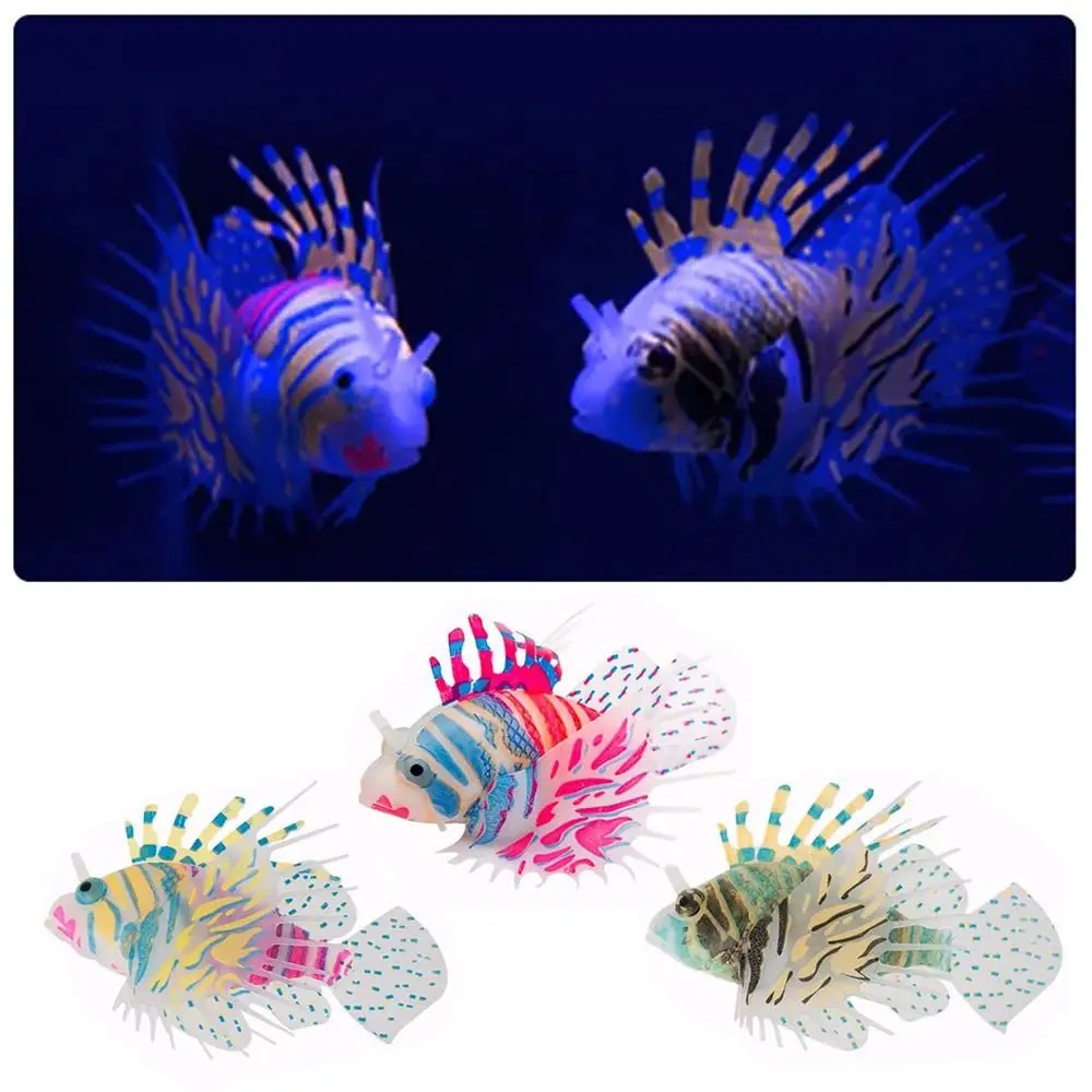 

Floating Glow In Dark Ornament Simulation Aquarium Aquascape Lionfish Silicone Home Decoration Artificial Luminous Lionfish Fish