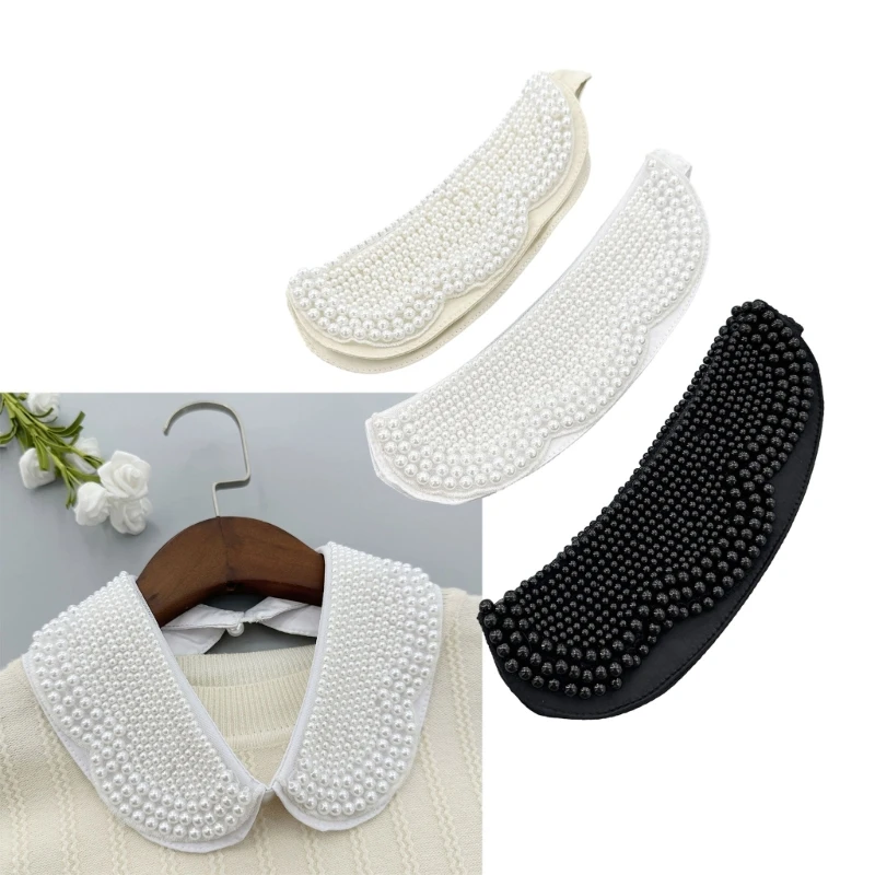

Peterpan Collar Pearls Collar Encrusted Beads Lapel Ancient Art Collar Sweet Girls Lapel Decorative Shawl