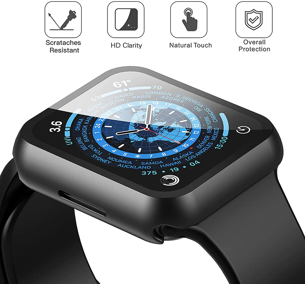 Glass+Cover For Apple Watch Case 45mm 41mm 44mm 40mm 42mm 38mm iWatch Accessorie Screen Protector Apple Watch Serie 3 4 5 6 SE 7
