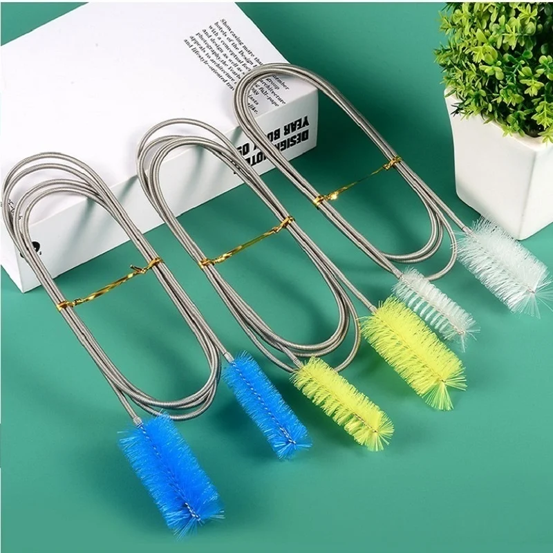 

Aquarium Stainless Steel Spring Brush Double Head 90 155 200cm For Filter Bucket Inflow Outflow Water Glass Pipe Cleaning Tool
